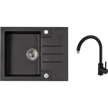 Alveus - Set dřezu Rock 30 a baterie Kati, s ovládáním odpadu, carbon SETA25873