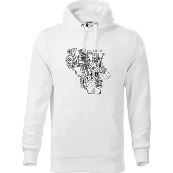 Pánská mikina Motor Škoda/ VW 1.9L TDI z boku - Mikina pánská Cape s kapucí - 5XL ( Bílá )