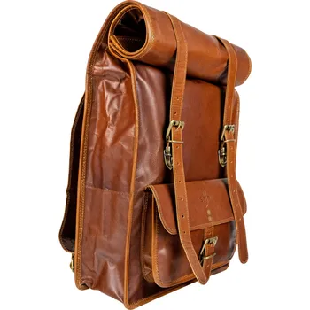 Kožený roll-top batoh 20l hnědý ROHAN - SAJO, řemeslná výroba