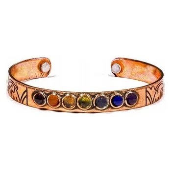 Náramek Nature’s Own Měděný náramek s magnety - 7 čakrových kamenů