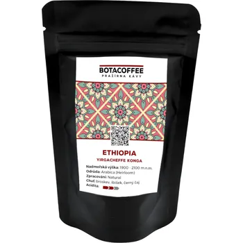 Káva BotaCoffee Ethiopia Yirgacheffe Konga Natural Velikost balení: 70 g, Zrnkovou nebo mletou?: Zrnková káva Grade 2, 1900 - 2100 m.n.m.