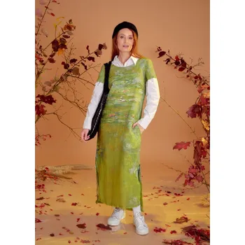 Dámské šaty Lněné 100% Lněné šaty Claude Monet Leknínový rybník Velikost: EU 48