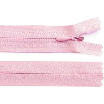 Zip Spirálový zip skrytý No 3 délka 35 cm, malé, 133 růžová světlá
