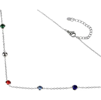 Náhrdelník Náhrdelník z nerezove oceli s broušenými kamínky Varianta: stříbrná, Balení: 1 ks