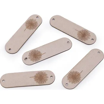 Nášivka Nášivka / štítek z eko kůže - pampeliška, střední, 4 šedobéžová