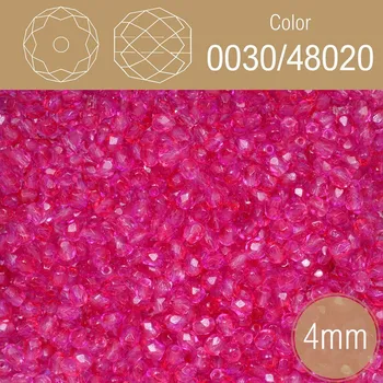 Korálek Korálky BROUŠENÉ 4mm. Barva 0030/48020. Průhledná purpurová. Balení 120Ks.