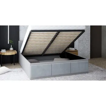 Postel Manželská postel PANAMA T 160x200 se zvedacím kovovým roštem ŠEDÁ SVĚTLE ŠEDÁ