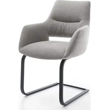 Jídelní židle DELIFE Jídelní židle Yago-Flex s područkami potahová látka Měkký šedá jídelní židle plochá černá taštičkové pružiny