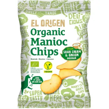 Chips El Origen BIO maniokové chipsy kysaná smetana & cibule 75g