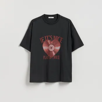 Reserved - Tričko s potiskem - světle šedá - 163HT-09X - 163HT-09X-S