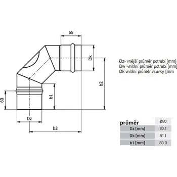 Darco Koleno 90° 80 mm s čistícím otvorem a těsněním