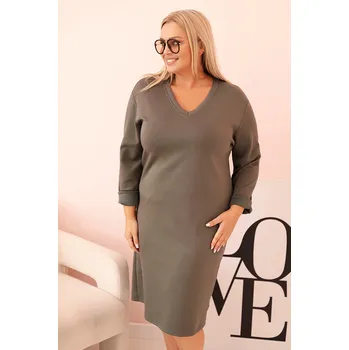 Dámské šaty Kesi Dámské šaty Plus Size 21548 s výstřihem do V Barva: Zelená, Velikost: UNI