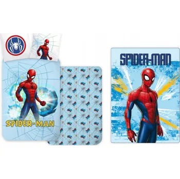 Prostěradlo Dětská a předškolní sada ložního prádla a fleecové deky Spiderman světle modrá