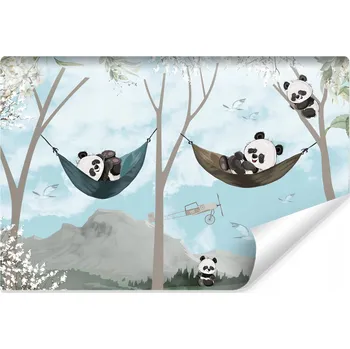 Fototapeta Fototapeta pro děti PANDY Pohádka Hojdací sítě Hory Mraky Zvířata 90x60
