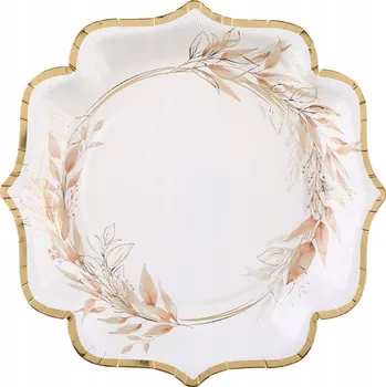 Talíř PAPÍROVÉ TALÍŘKY PRO SVATÉ PŘIJÍMÁNÍ VĚTVIČKY BÉŽOVO-ZLATÉ 21 CM 10 KS