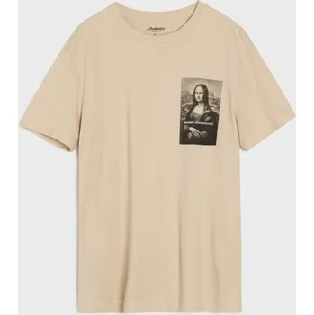 Pánské tričko Sinsay - Bavlněné oversize tričko s potiskem - béžová - 278HL-08X - 278HL-08X-2XL