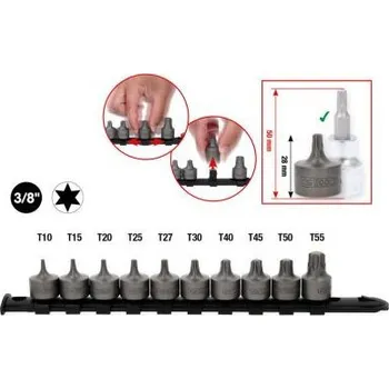 KS Tools 917.4015 Souprava nástrčný ořechů s bitem 3/8", profil Torx, krátké, 10dílná, T10–T55