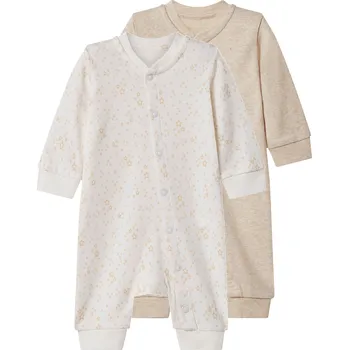 Kojenecký overall lupilu® Dětský overal na spaní s BIO bavlnou, 2 kusy (béžová/bílá, 86/92)