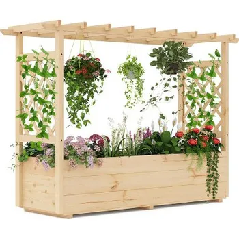 Vyvýšený záhon Vyvýšený záhon GT4422 s treláží a zavěšenou střechou, 150 x 50 x 104 cm - N COSTWAY