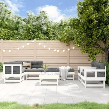 Zahradní nábytek vidaXL 8dílná zahradní sedací souprava masivní borovice [3186227] Barva: Bílá