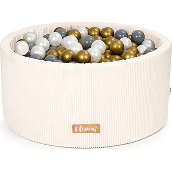Dětský bazének Flumi Bazének s míčky 200 ks manšestr krémový, zlaté míčky
