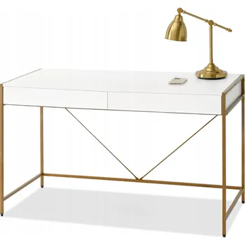 Psací stůl Obdélníkový psací stůl Mebel-Partner 123 x 60 x 76 cm bílý, zlatý