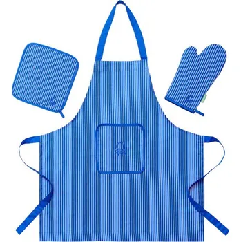 Chňapka Sada tří kusů - zástěra, chňapka, chňapka čtvercová United Colors of Benetton / 100% bavlna / modrá