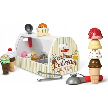 Dřevěná hračka DREWNIANA LODZIARNIA ZESTAW SKLEP Z LODAMI Kopečky PŘÍSLUŠENSTVÍ ZMRZLINA HRAČKY 3+
