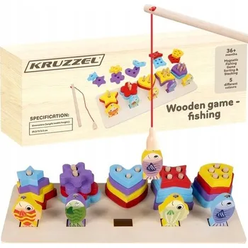 Dřevěná hračka Dřevěná Montessori skládačka třídička Stavebnice Vzdělávací hra Rybaření