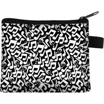 Malá peněženka se zipem - černo/bílé noty