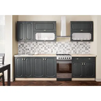 Kuchyňská linka Kuchyně BARBARA B 220 cm, dub sonoma a šedá industrial