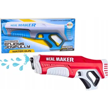 Dětská zbraň SADA AUTOMATICKÁ ELEKTRICKÁ VODNÍ PISTOLE 350ML AKUMULÁTOR ČERVENÁ