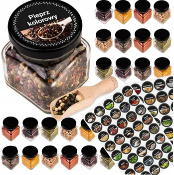 Sklenice NÁDOBY NA KOŘENÍ SKLENICE SKLENICE MONTESSA ORGANIZÉR SAMOLEPKY 24 KS