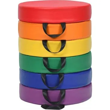 Polštář Sada 6 dětských kulatých polštářů FH10074CL na židle/podlahu, vícebarevné - A COSTWAY