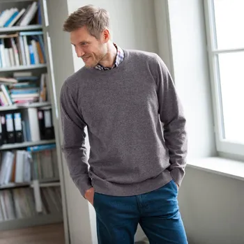 Pánský svetr Pulovr s kulatým výstřihem, 100% akryl antracitová 127/136 (3XL)