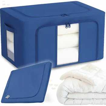 Úložný box ORGANIZÉR, ÚLOŽNÝ BOX S RÁMEM 24L TMAVĚ MODRÝ NA OBLEČENÍ, HRAČKY, POVLEČENÍ