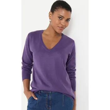 Dámský svetr Pulovr s výstřihem do V černý rybíz 38/40