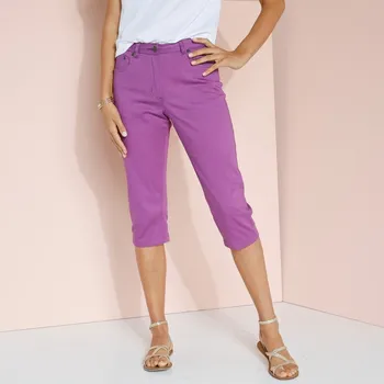 Dámské kalhoty Úzké tvilové 3/4 kalhoty fialová 36