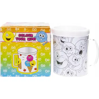 Vybarvěte si svůj hrnek Obličeje Emotikony hrníček omalovánka Emoi