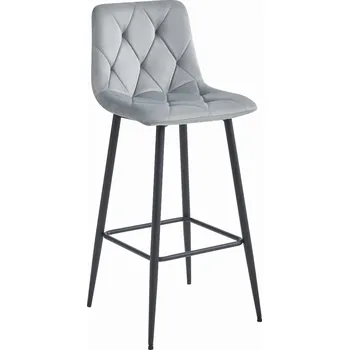 Šedá barová židle NADO VELVET s černými nohami