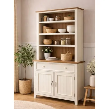 Komoda Kredenc PROVENCE R4P z masivu krémová Barevné provedení: Krémová, Provedení: SLIM - šuplíky bez pojezdů