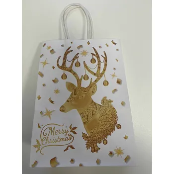 Dárková taška tianDe Dárková papírová taška bílo - zlatá "hlava sob" 15x8x21 cm