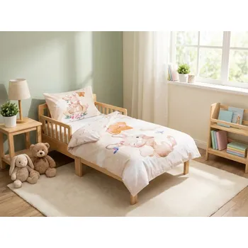 Bavlněné povlečení do postýlky BUNNY STAR béžové Rozměr povlečení: 40 x 60 cm | 100 x 135 cm, polštář 40 x 60 cm, peřinka 100 x 135 cm, gramáž 110 g/m2