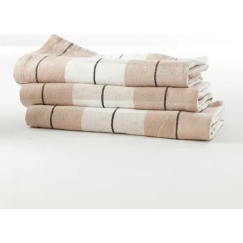 Utěrka Blancheporte Sada 3 kostkovaných látkových ubrousků, barvená vlákna béžová