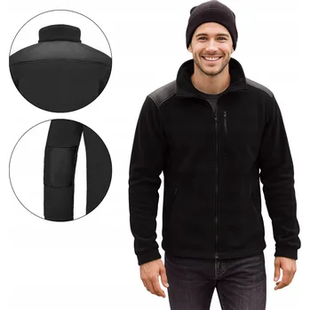 Pánská mikina TEPLÝ PÁNSKÝ FLEECE 350G ZESÍLENÝ S KAPSY, SILNÝ FLEECE ČERNÝ L