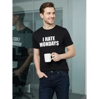 Pánské tričko Sinsay - Bavlněné tričko s nápisem - černá - 703JD-99X - 703JD-99X-3XL