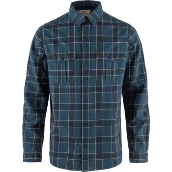 Pánská košile pánská košile s dlouhým rukávem FJÄLLRÄVEN Övik Travel Shirt LS M Indigo Blue-Dark Navy - M