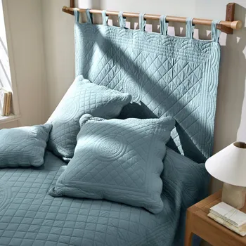 Napínací potah Blancheporte Bavlněné čelo postele Cassandre modrošedá 80x90 cm