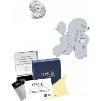 Přívěsek Stříbrná Odznak s psem Pudlem - DEDIKACE DÁREK