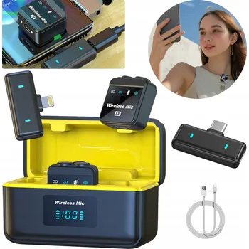 Mikrofon Bezdrátový klopový mikrofon Lavalier s nabíječkou, Mini mikrofon s redukcí šumu